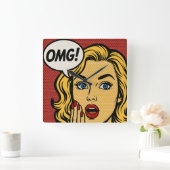 Pop art OMG Wall Clock Vierkante Klok (Huis)