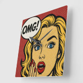 Pop art OMG Wall Clock Vierkante Klok (Hoek)