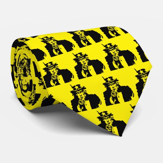 Pop Art Oom Sam Dikke Gele Das (Opgerold)