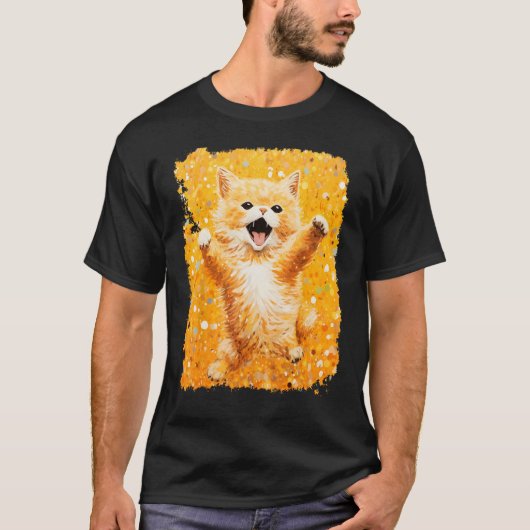 Pop Art Oranje Gember Kat T-shirt (Voorkant)