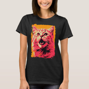 Pop Art Oranje Gember Roze Kat T-shirt