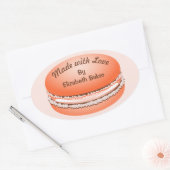 Pop Art Oranje Macaron Cookie Persoonlijk Ovale Sticker (Envelop)