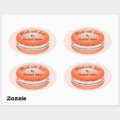 Pop Art Oranje Macaron Cookie Persoonlijk Ovale Sticker (Vel)
