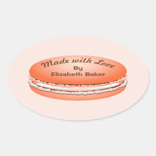 Pop Art Oranje Macaron Cookie Persoonlijk Ovale Sticker