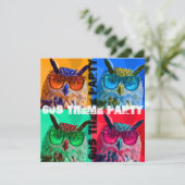 Pop art owl 60s themafag kaart (Staand voorkant)
