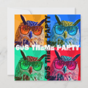 Pop art owl 60s themafag kaart