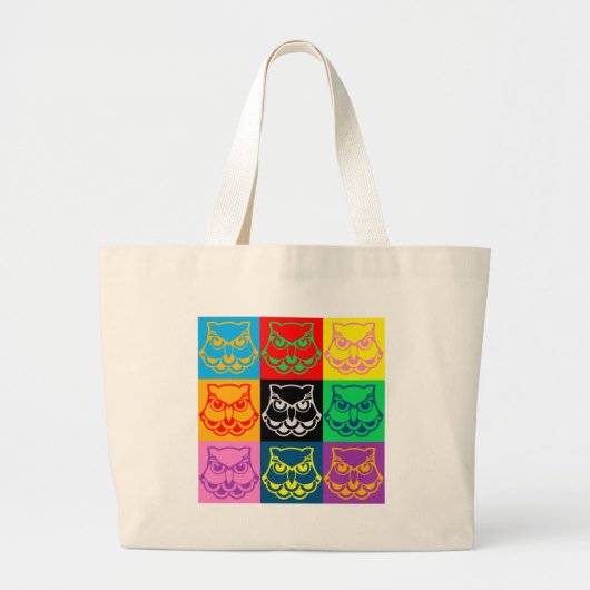 Pop Art Owl Face Grote Tote Bag (Voorkant)