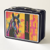 Pop Art Paard Aangepaste Metalen Lunchbox (Achterkant)