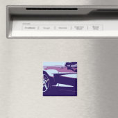 Pop Art Paars Corvette Magneet (Insitu (Vaatwasser))