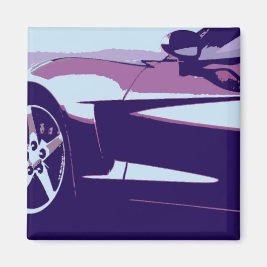 Pop Art Paars Corvette Magneet (Voorkant)