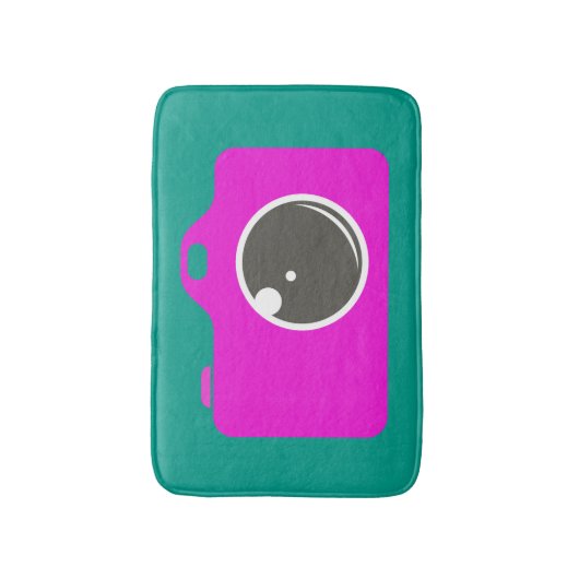 Pop Art Paarse camera Groen Badmat (Voorkant Verticaal)