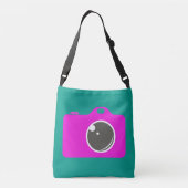 Pop Art Paarse camera Groen Crossbody Tas (Achterkant)