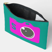 Pop Art Paarse camera Groen monogram Etui (Open)
