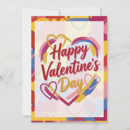 Pop Art Painterly Valentine's Day Postcard  Feestdagenkaart