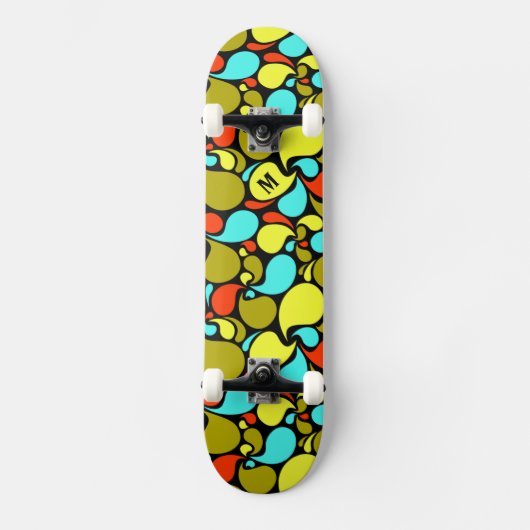 Pop Art Paisley Monogram Persoonlijk Skateboard (Voorkant)