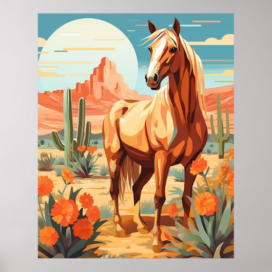 Pop Art Palomino Desert Horse Poster (Voorkant)