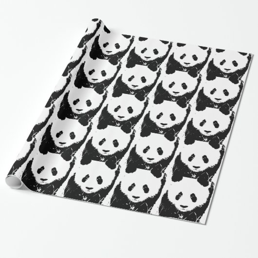 Pop Art Panda Christmas Gift Wrap Cadeaupapier (Uitgerold)