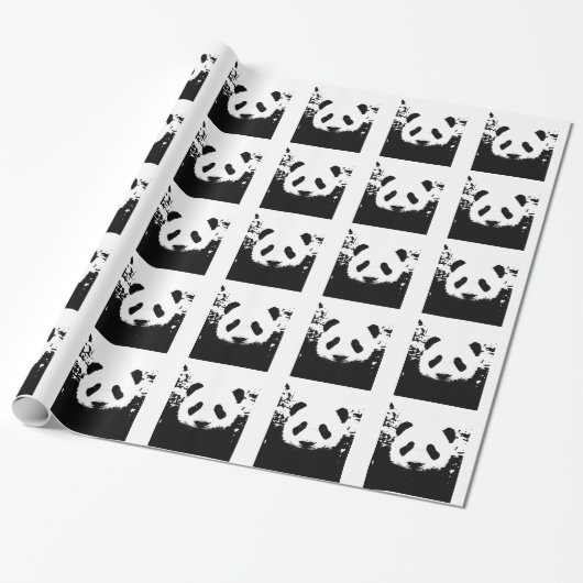 Pop Art Panda kerst inpakpapier (Uitgerold)