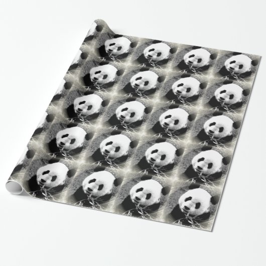 Pop Art Panda Kerst Inpakpapier (Uitgerold)