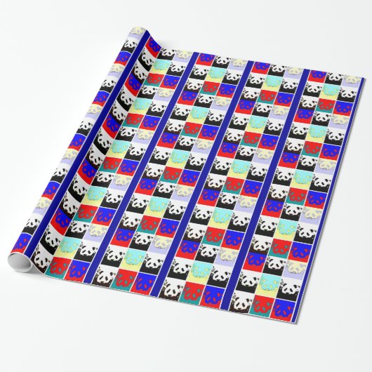 Pop Art Panda Kunst Kerst Inpakpapier (Uitgerold)