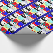 Pop Art Panda Kunstwerk Kerst Inpakpapier (Hoek)