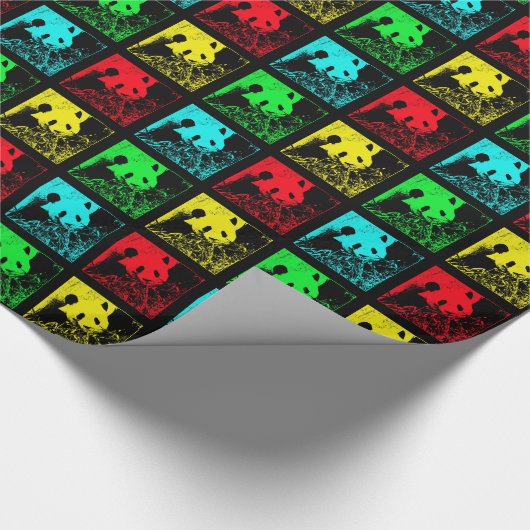 Pop Art Panda-papier met rode blauwe groene geel Cadeaupapier (Hoek)