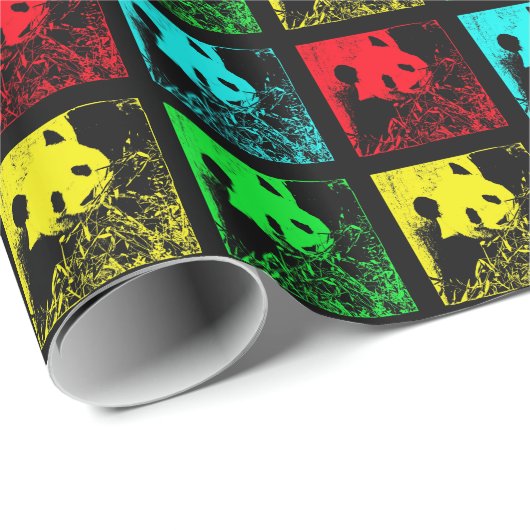 Pop Art Panda-papier met rode blauwe groene geel Cadeaupapier (Rol Hoek)