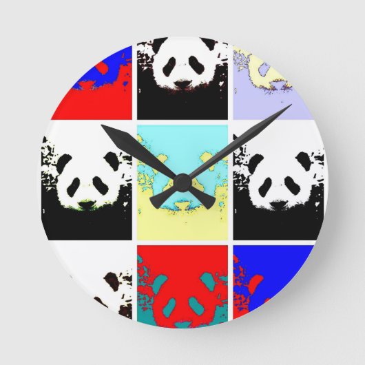 Pop Art Panda Ronde Klok (Voorkant)
