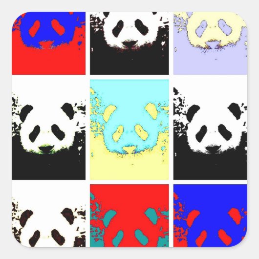 Pop Art Panda Vierkante Sticker (Voorkant)