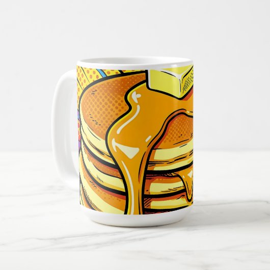 Pop Art Pannenkoeken Stapel Stroop Koffiemok (Voorkant links)