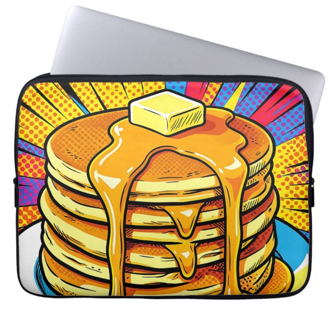 Pop Art Pannenkoeken Stapel Stroop Laptop Sleeve (Voorkant)