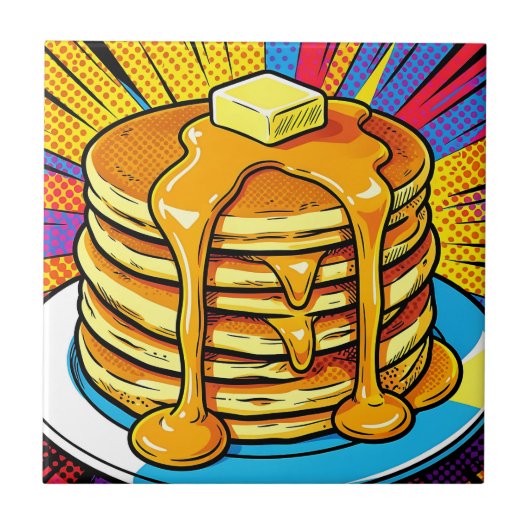Pop Art Pannenkoeken Stapel Stroop Tegeltje (Voorkant)
