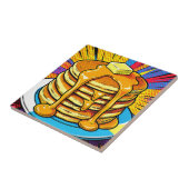 Pop Art Pannenkoeken Stapel Stroop Tegeltje (Zijkant)
