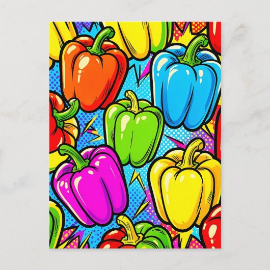 Pop Art Paprika Patroon Briefkaart (Voorkant)
