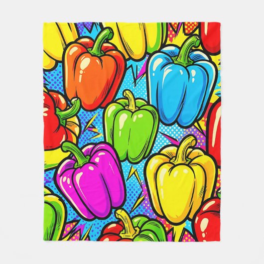 Pop Art Paprika Patroon Fleece Deken (Voorkant)