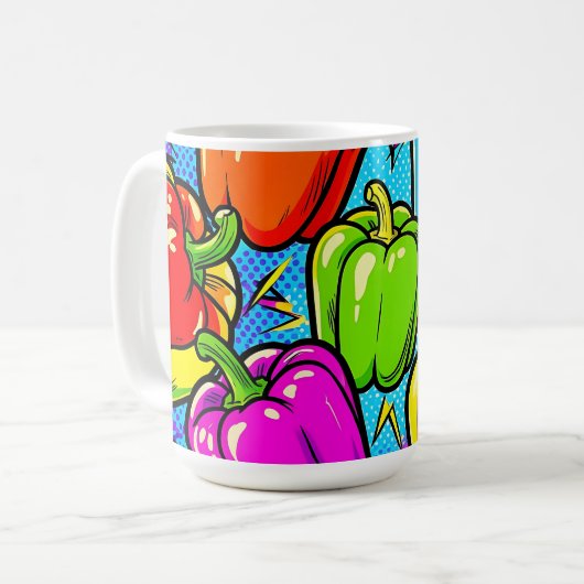 Pop Art Paprika Patroon Koffiemok (Voorkant links)