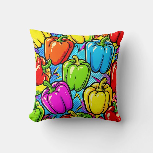 Pop Art Paprika Patroon Kussen (Voorkant)