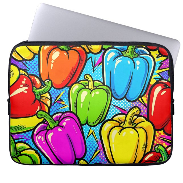Pop Art Paprika Patroon Laptop Sleeve (Voorkant)