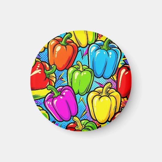 Pop Art Paprika Patroon Magneet (Voorkant)