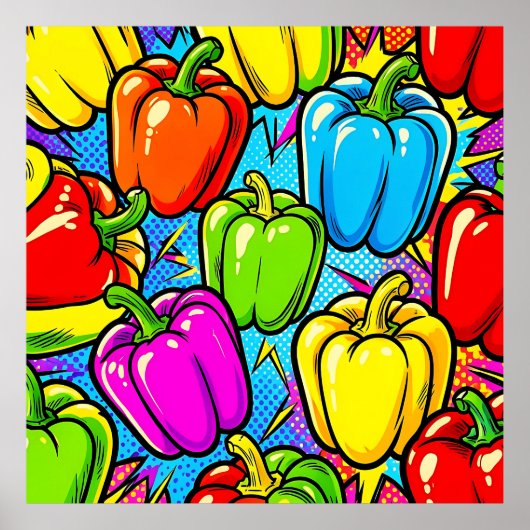 Pop Art Paprika Patroon Poster (Voorkant)