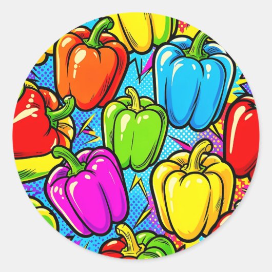 Pop Art Paprika Patroon Ronde Sticker (Voorkant)