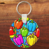 Pop Art Paprika Patroon Sleutelhanger (Voorkant)