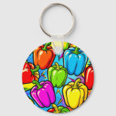 Pop Art Paprika Patroon Sleutelhanger (Achterkant)
