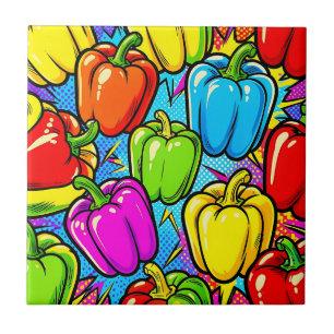 Pop Art Paprika Patroon Tegeltje