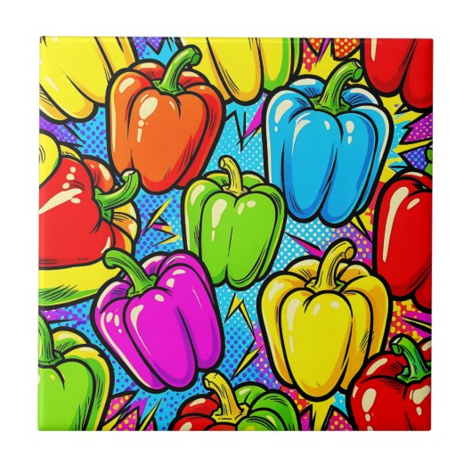 Pop Art Paprika Patroon Tegeltje (Voorkant)