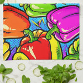 Pop Art Paprika Patroon Theedoek (Gevouwen)