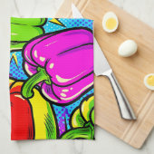 Pop Art Paprika Patroon Theedoek (Quarter Fold)