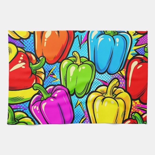 Pop Art Paprika Patroon Theedoek (Horizontaal)