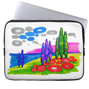 Pop Art Paradijs – Krachtig Grafisch Landschap Laptop Sleeve