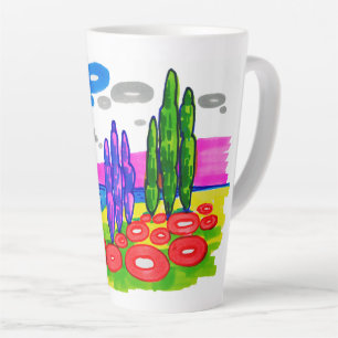 Pop Art Paradijs – Krachtig Grafisch Landschap Latte Mok